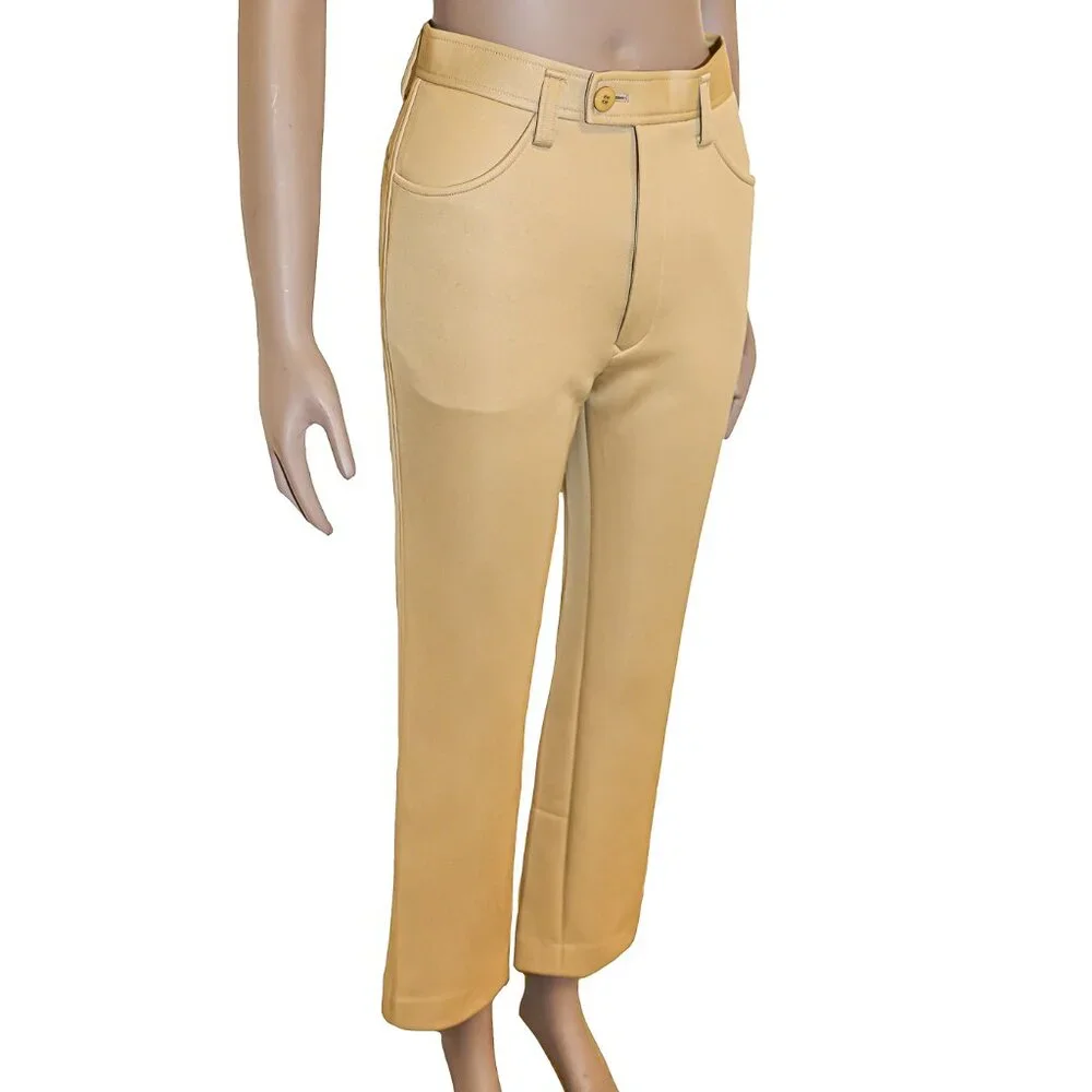High-Waisted Tan‎ Issey Miyake Trousers Designer Pants Chic Vintage Office Wear